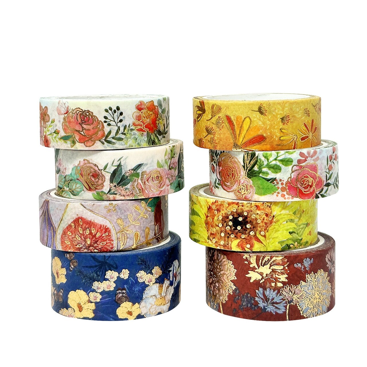 Wrapables Nature Metallic Foil Washi Tape Set for Scrapbooking, Stationery, Diary, Card Making